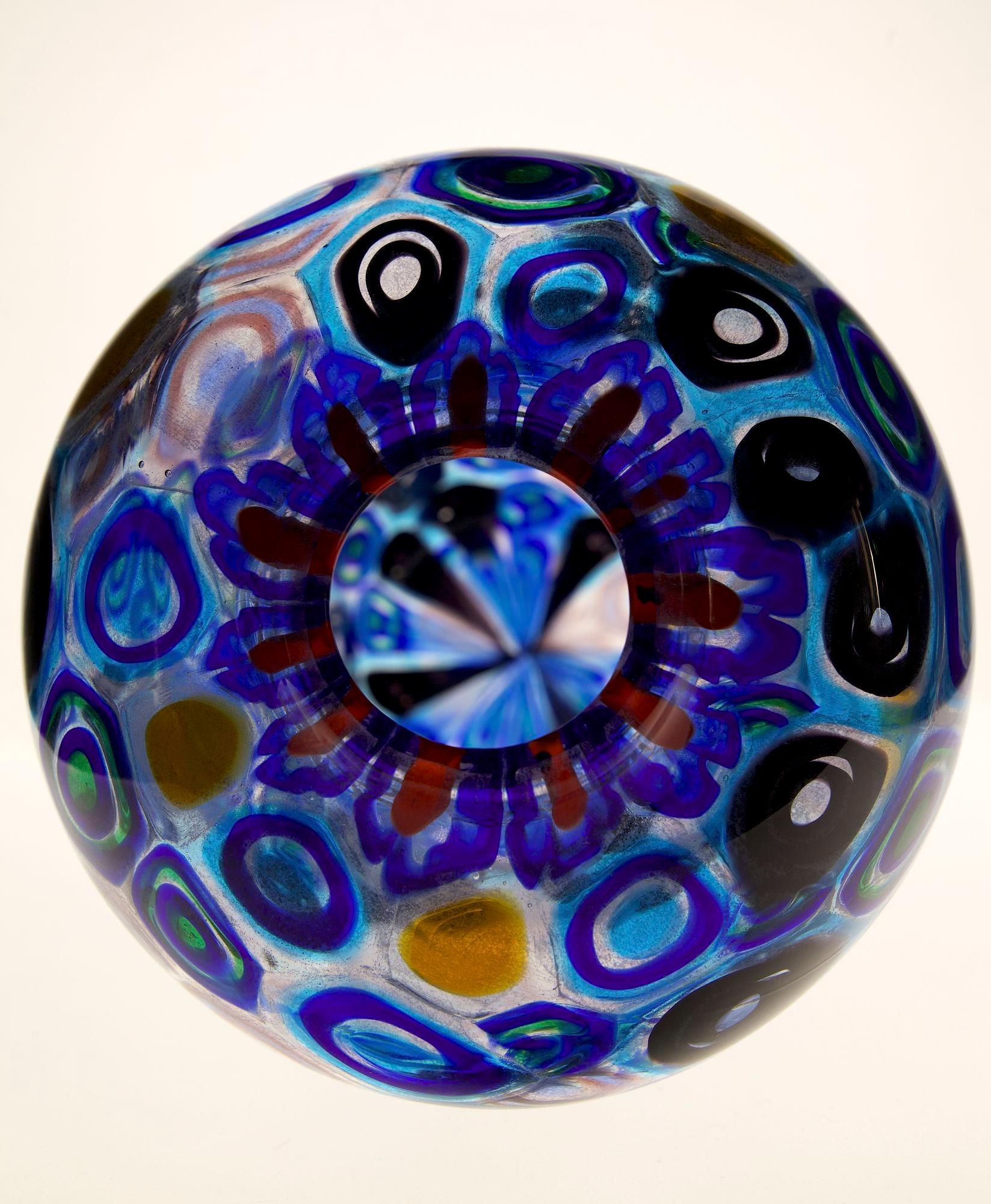 Murano glass vase with circular Murrinas in random design 4
