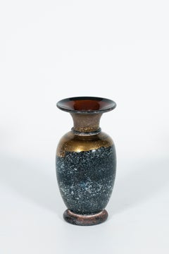 Murano Glass Vase with Gold Leaf and Granular Effect, 1980s