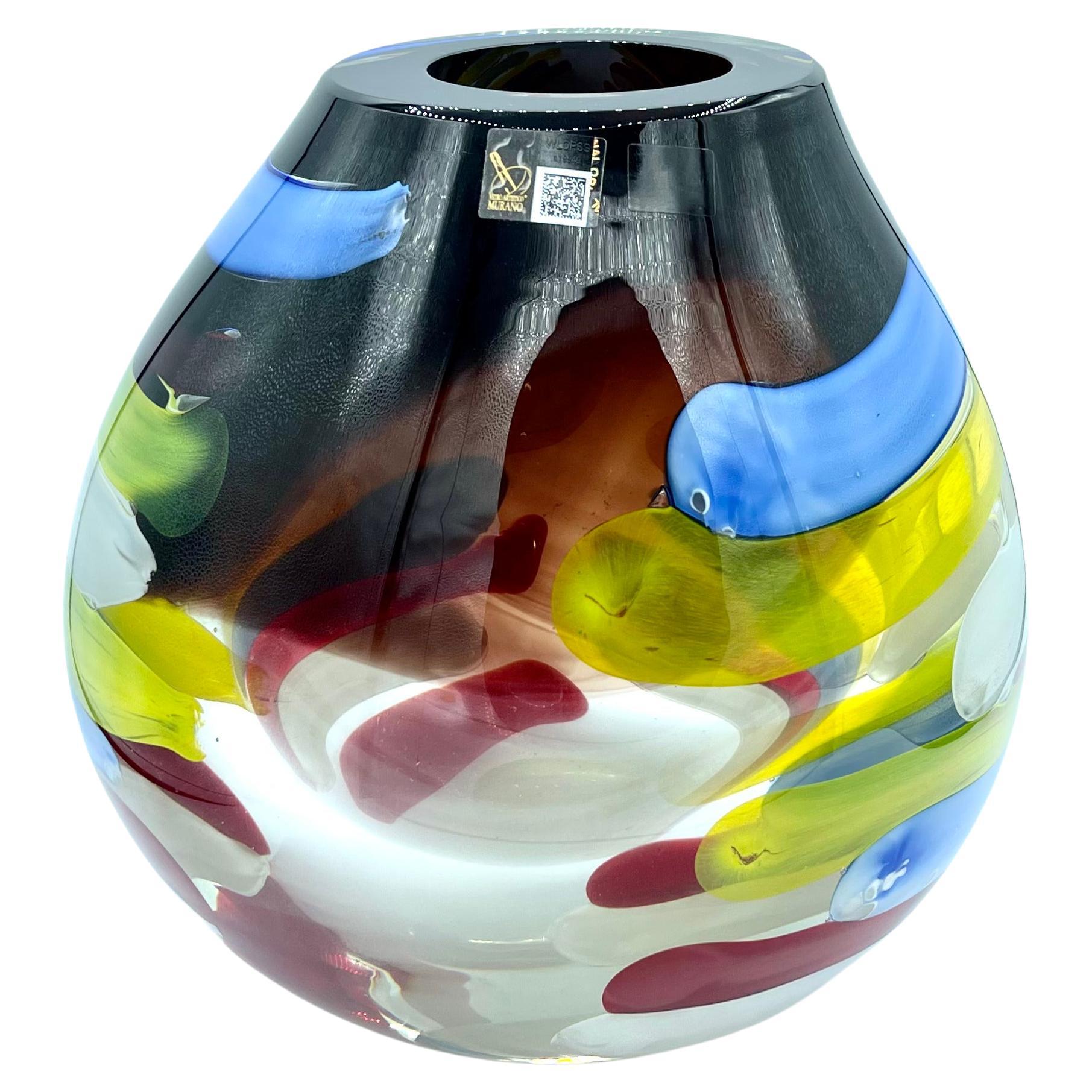 Murano glass vase with "incalmo" technique, unique piece, in stock