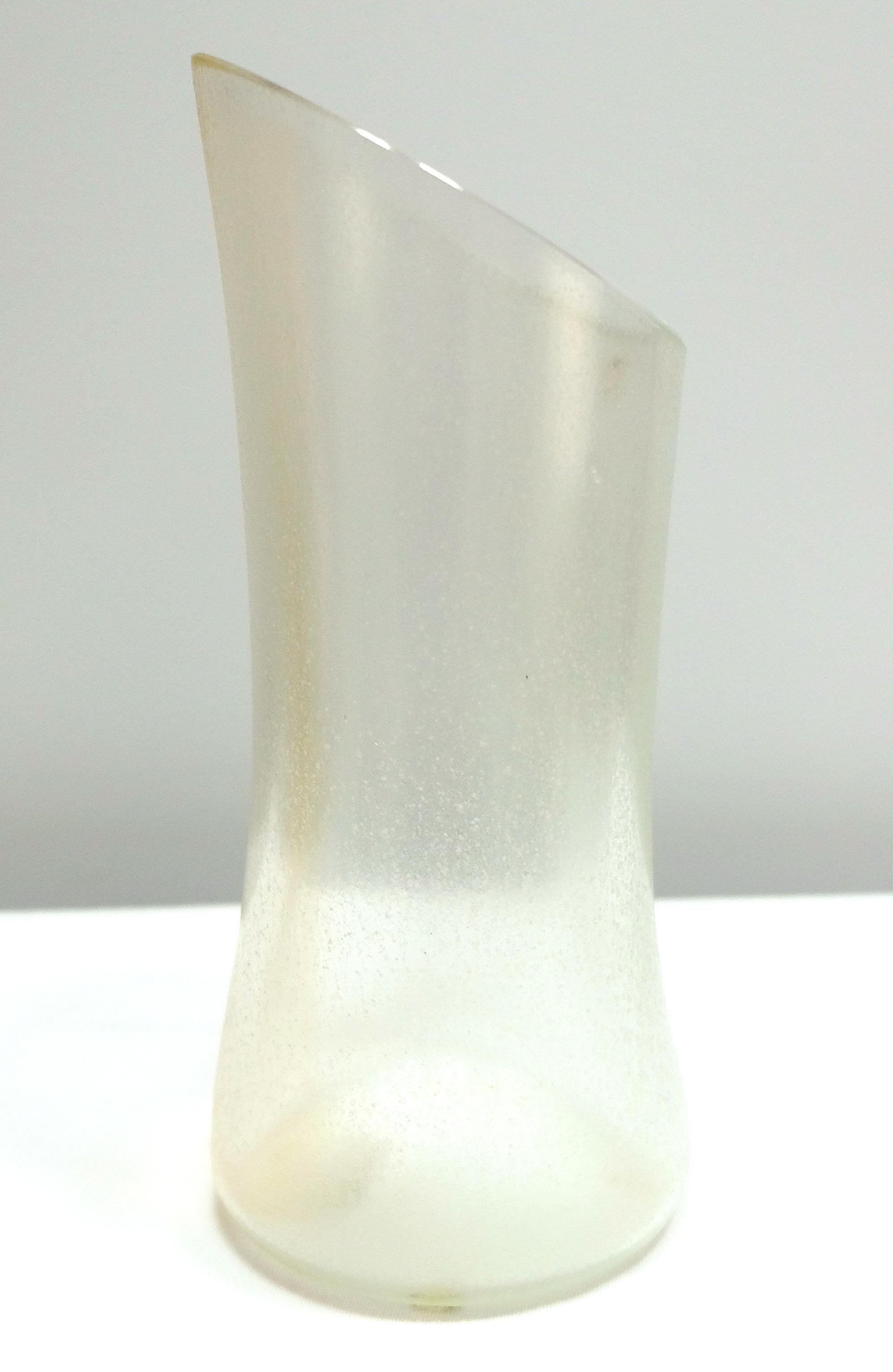 Murano Glass Vase with Infused Gold by Barbini, Italy, Asymmetric In Good Condition For Sale In Miami, FL