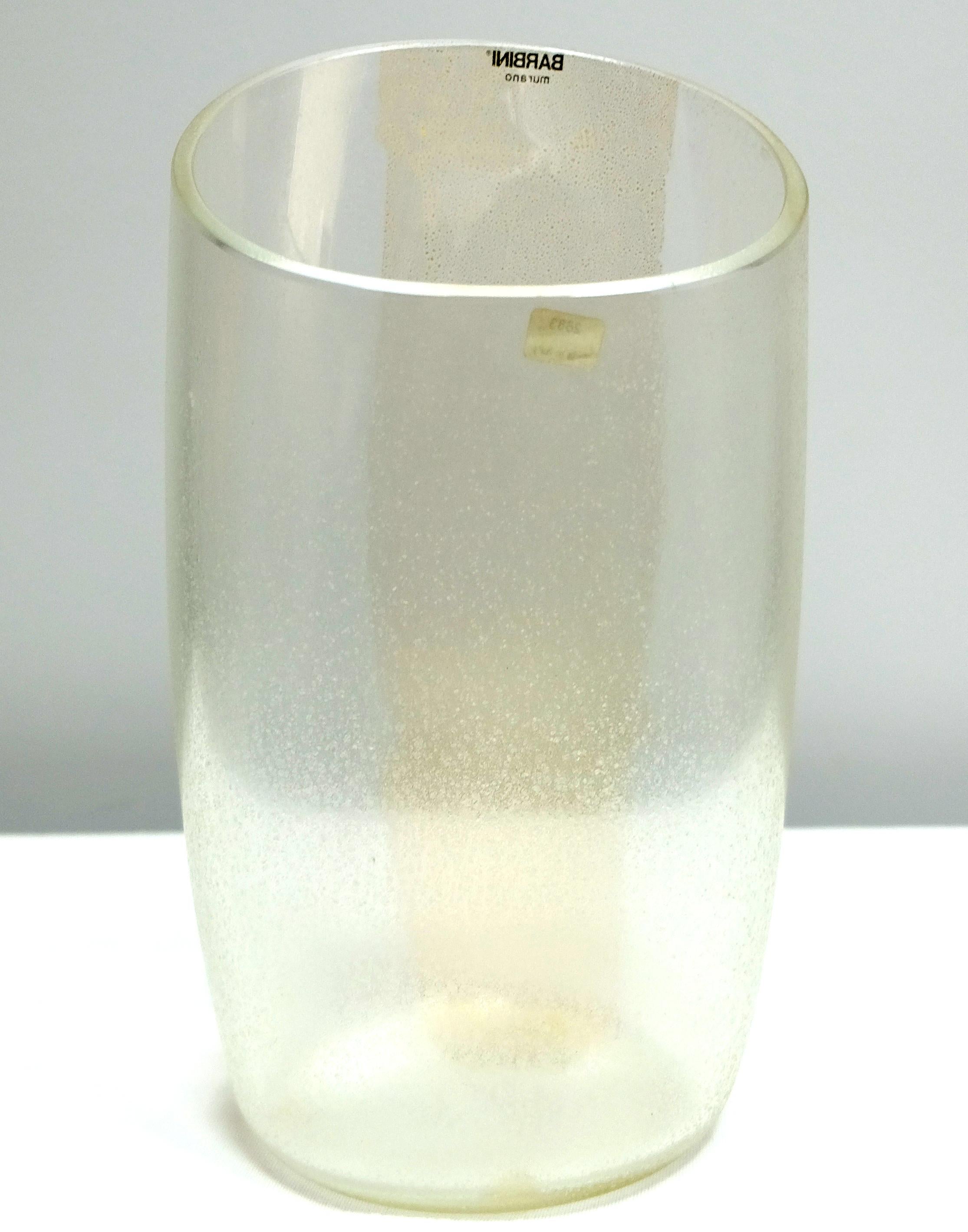 Late 20th Century Murano Glass Vase with Infused Gold by Barbini, Italy, Asymmetric For Sale