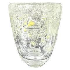 Vaso in vetro di Murano con grandi bolle d'aria in giallo citrino, anni '80 ca.