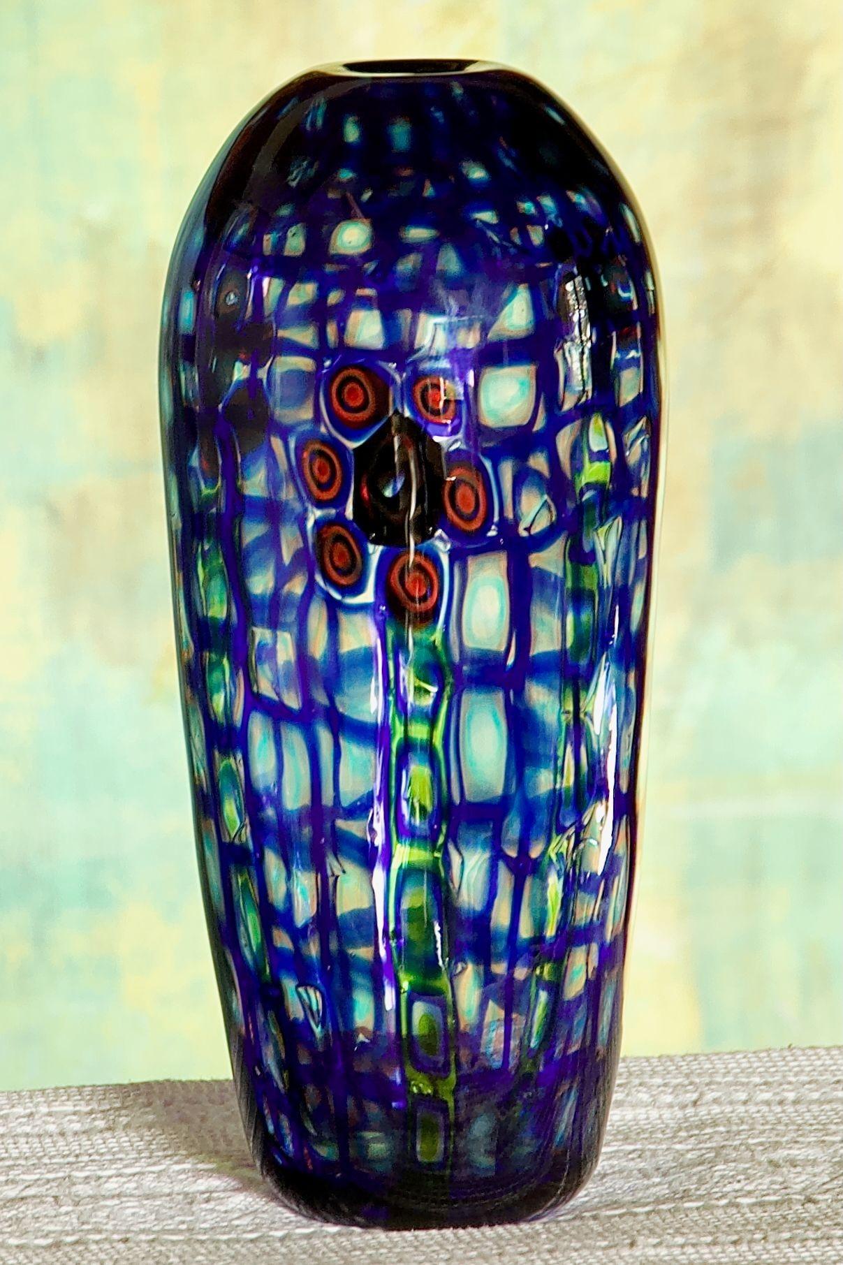 Murrina Vaso in vetro di Murano con Murano Romane. Design floreale, stile Ercole Barovier in vendita