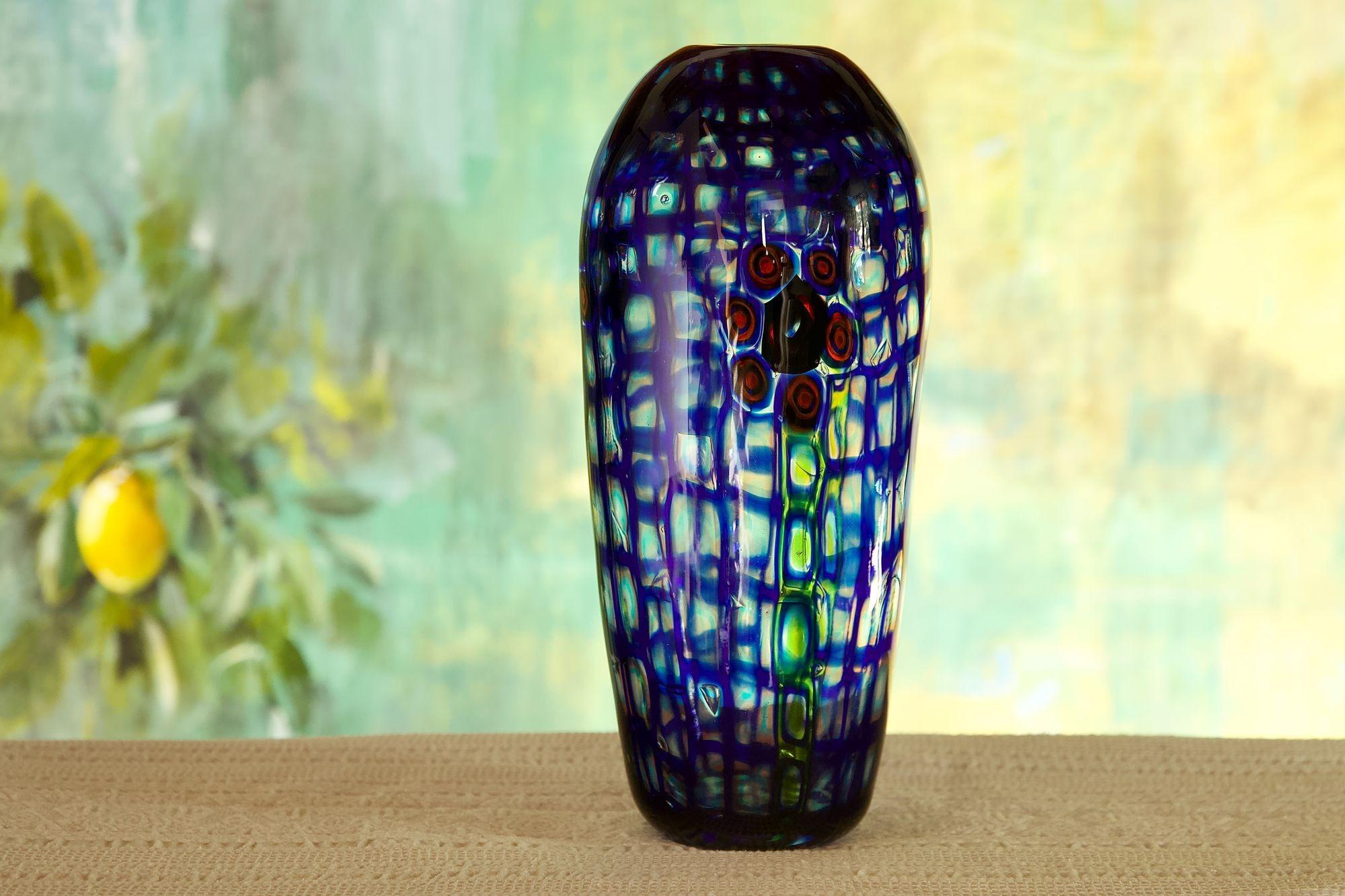 Vaso in vetro di Murano con Murano Romane. Design floreale, stile Ercole Barovier in vendita 1