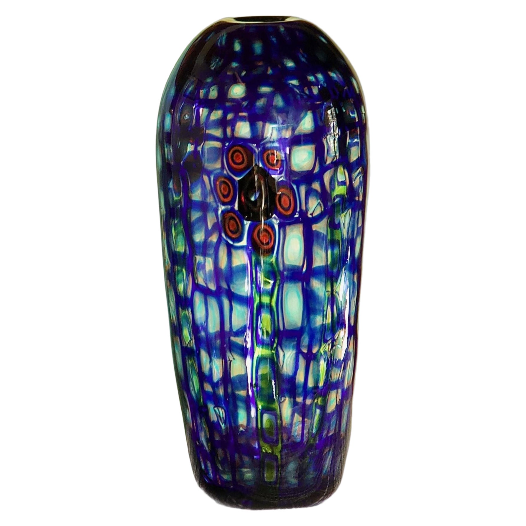 Vase en verre de Murano avec Murrine Romane. Design floral, style Ercole Barovier