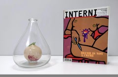 Murano Glass Vase with Pulegoso Glass Fruit Ascribable to Napoleone Martinuzzi