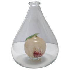 Vaso in vetro di Murano con frutta in vetro Pulegoso attribuibile a Napoleone Martinuzzi