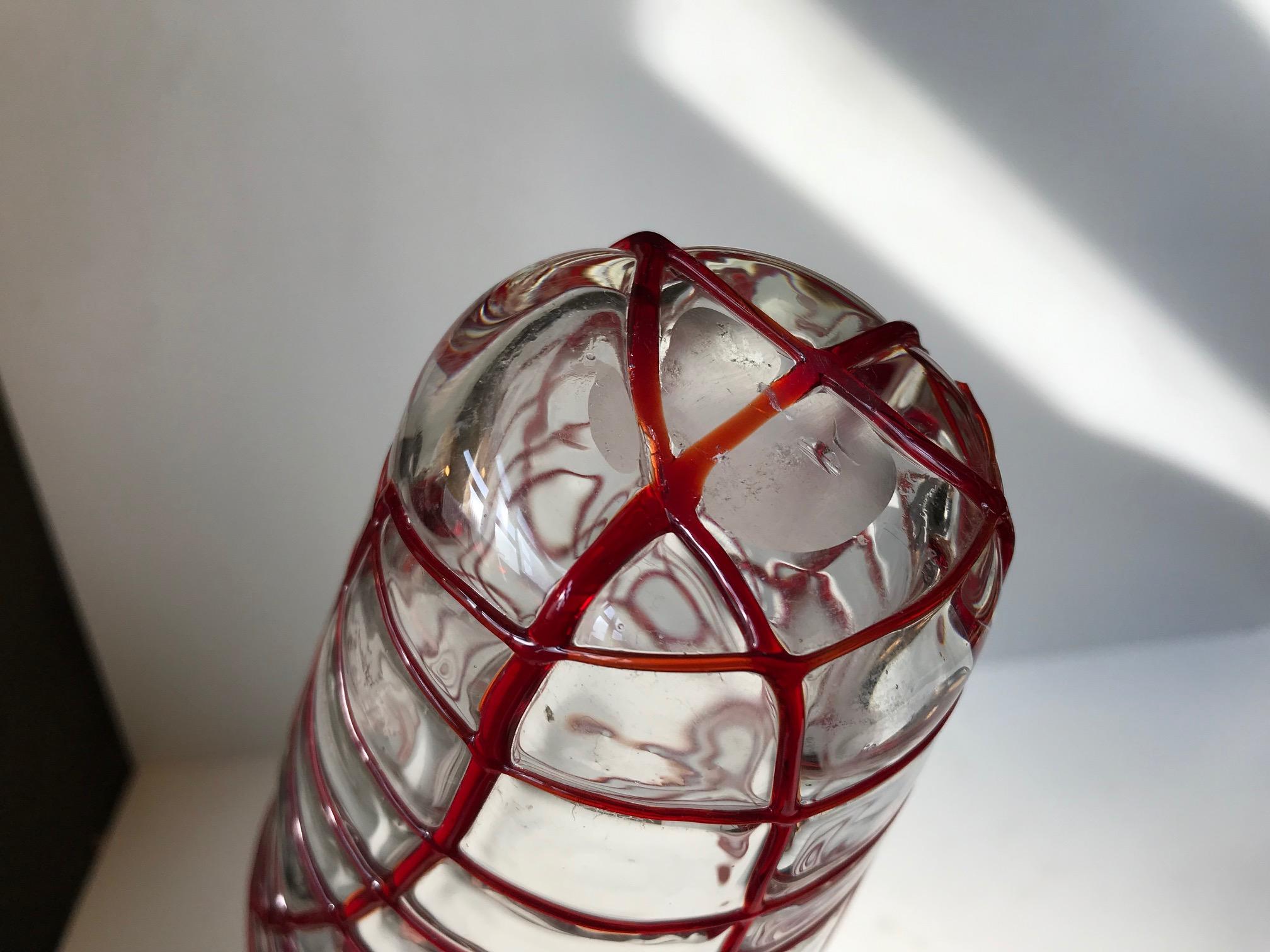 Murano Glass Vase with Red Spider Web, Italy, 1970s In Good Condition In Esbjerg, DK