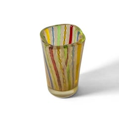 Murano Glass Vase, Zanfirico Latticino