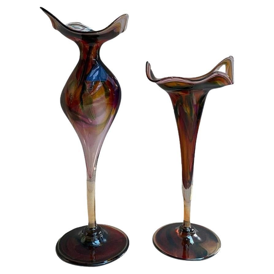 Murano Glass Vases, Set of 2 For Sale