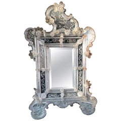 Antique Murano Glass Venetian Floral Beautiful Wall Mirror, Italy, circa 1870