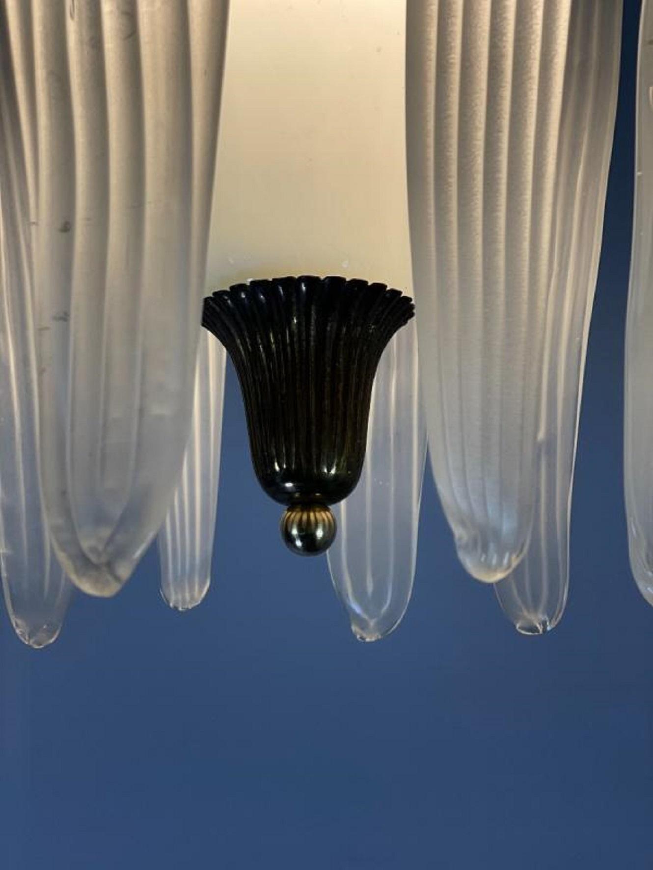 Mid-20th Century Murano Glass Venini Chandelier - Italy 1950s For Sale