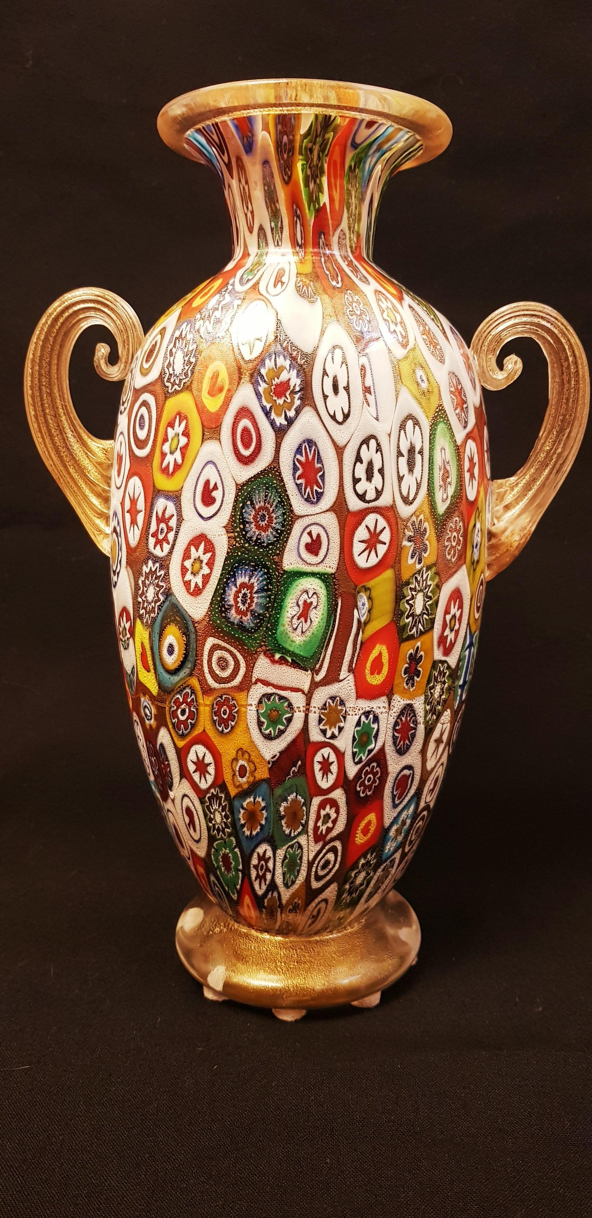 Art Deco Murano glass Vetreria Artistica Gambaro&Poggi vase acid stamped For Sale
