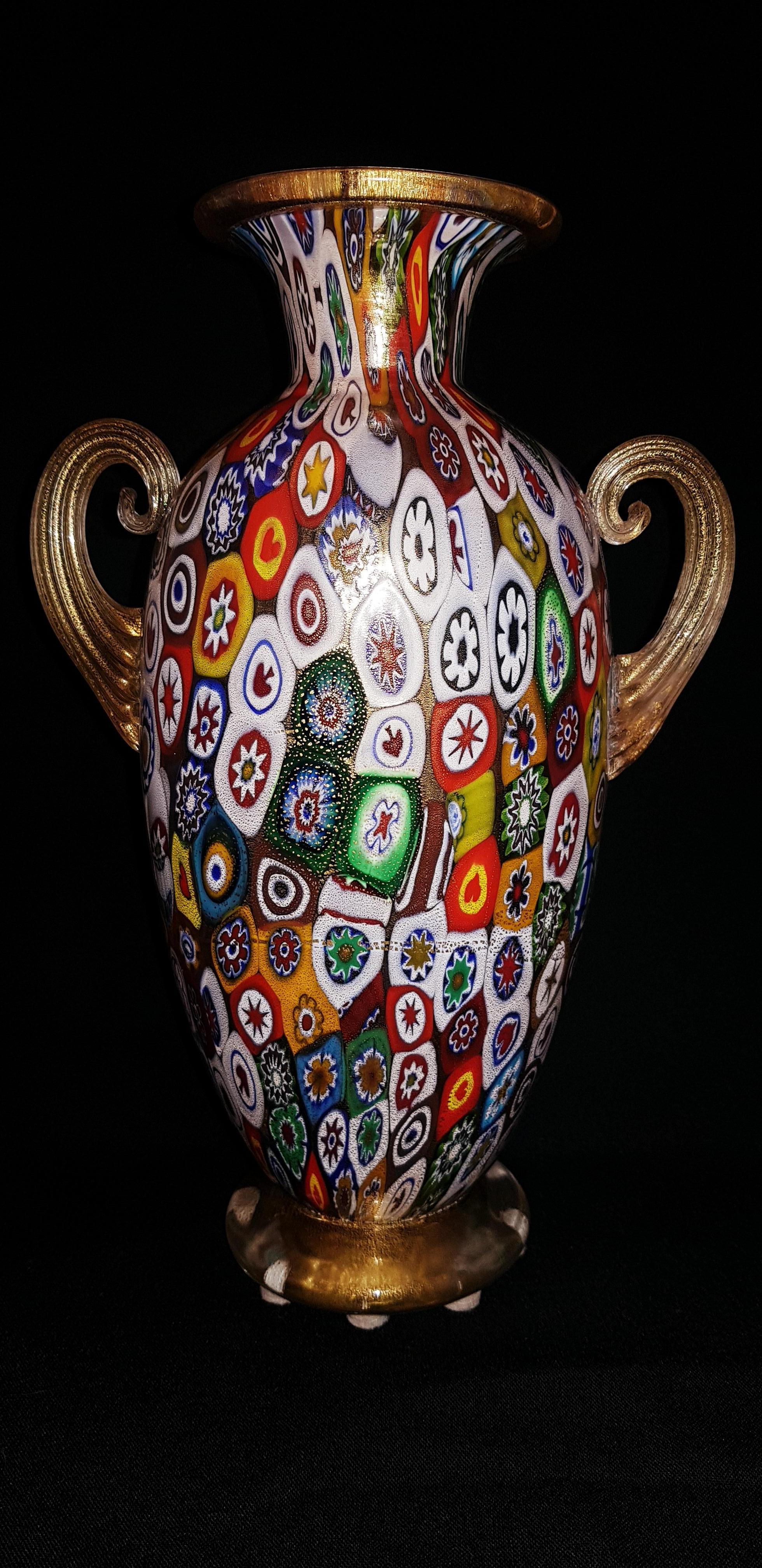 Italian Murano glass Vetreria Artistica Gambaro&Poggi vase acid stamped For Sale