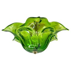 Murano Glass Vintage 1970s organic Flush Mount, Brass and Glass, Italy
