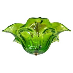 Murano Glas Vintage 1970s organische Flush Mount, Messing und Glas, Italien