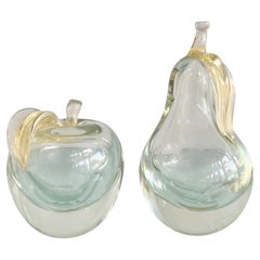 Murano Glass Vintage Apple and Pear Bookends