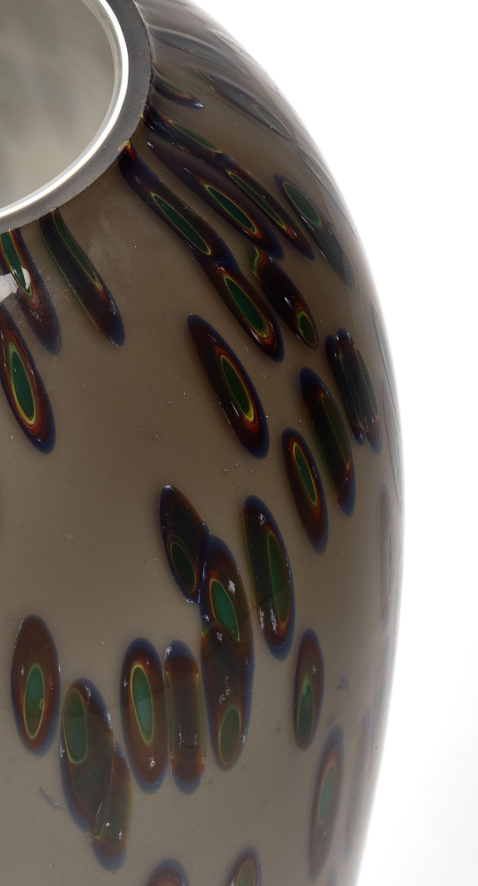 Modern Murano Glass Vintage “Murrine” Vase For Sale