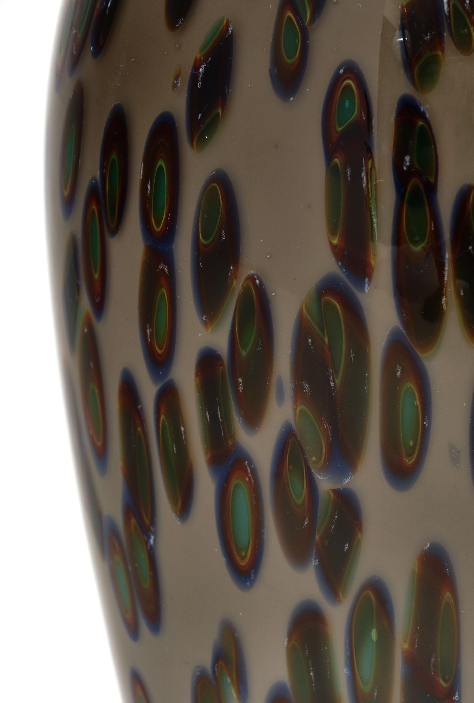 Italian Murano Glass Vintage “Murrine” Vase For Sale