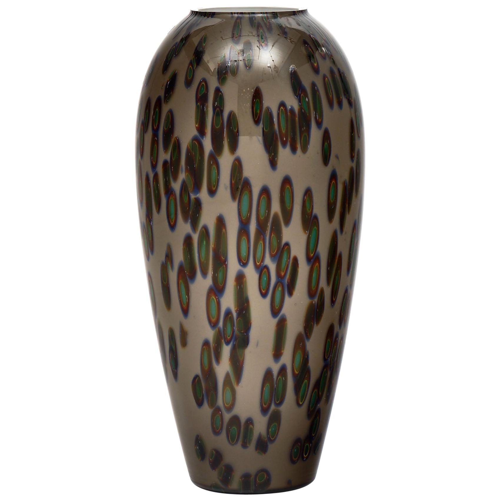 Murano Glass Vintage “Murrine” Vase For Sale