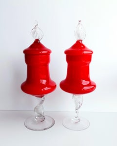 Murano Glass Vintage Pair of Candy Jars