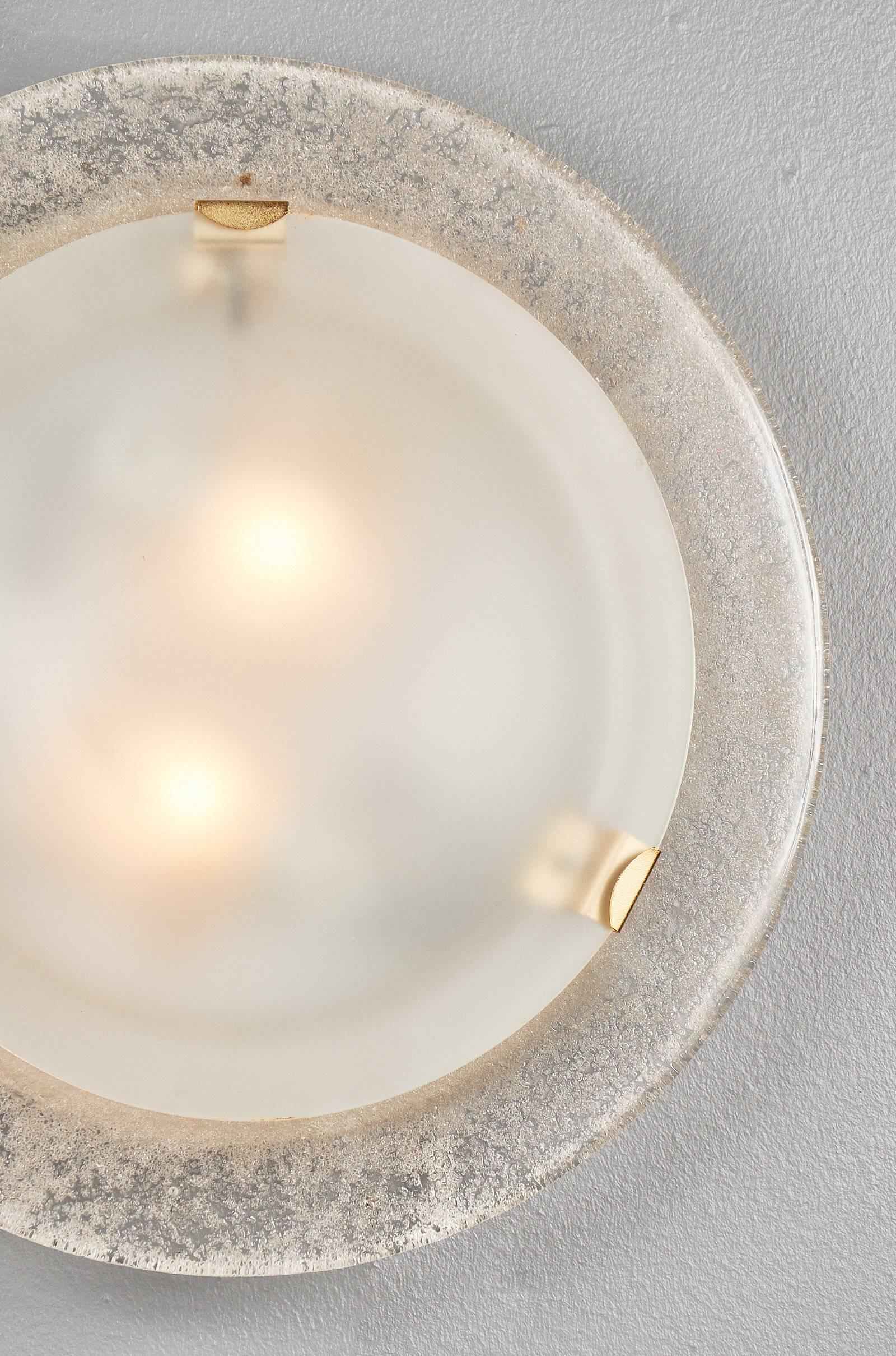 Mid-Century Modern Murano Glass Vintage Round Wall Sconces