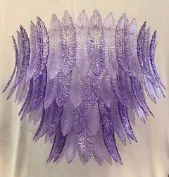 Murano Round Glass Violet Mid-Century Chandelier and Pendant, 2020
