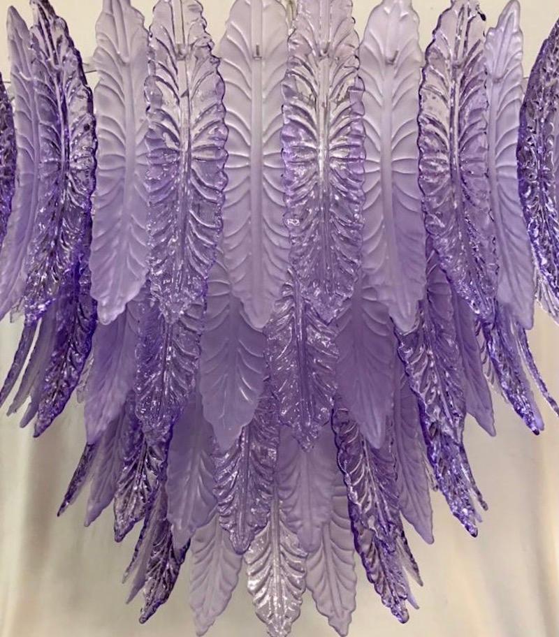 Mid-Century Modern Murano Glass Violet Mid-Century Chandelier, 2020 For Sale