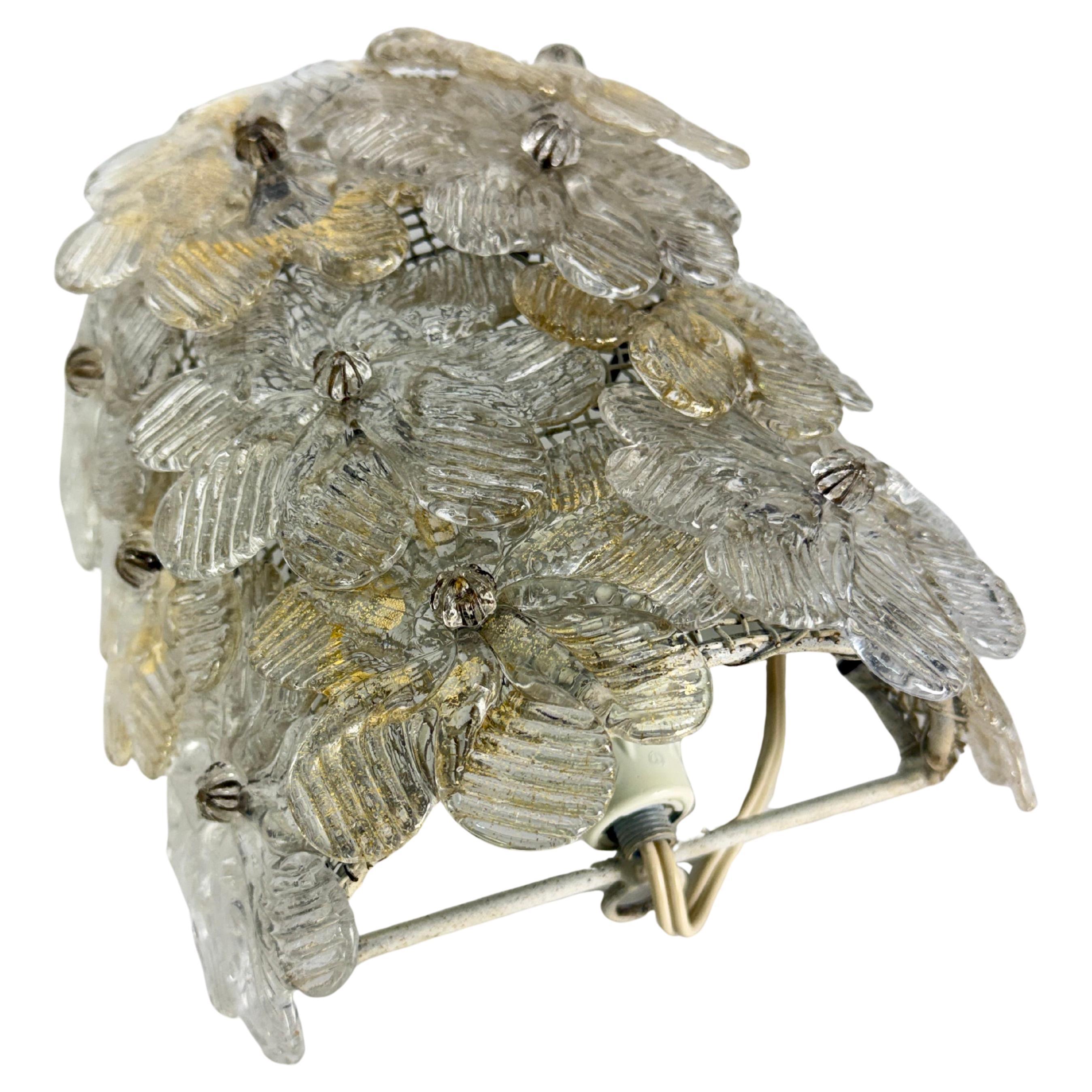 Murano Glass Wall Lamp Attributed to Barovier 
Toso, 1940s For Sale