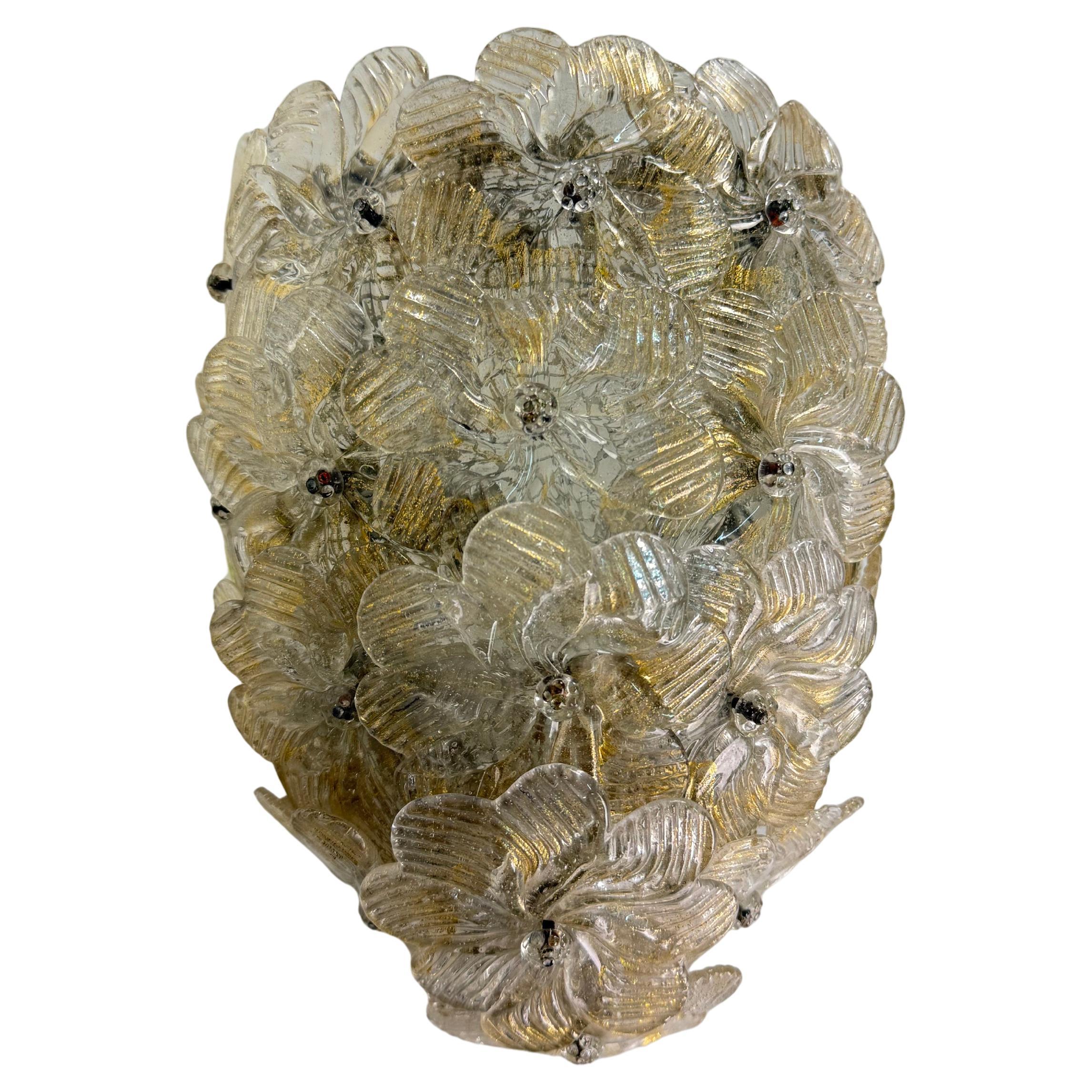 Murano Glass Wall Lamp Attributed to Barovier 
Toso, 1950s