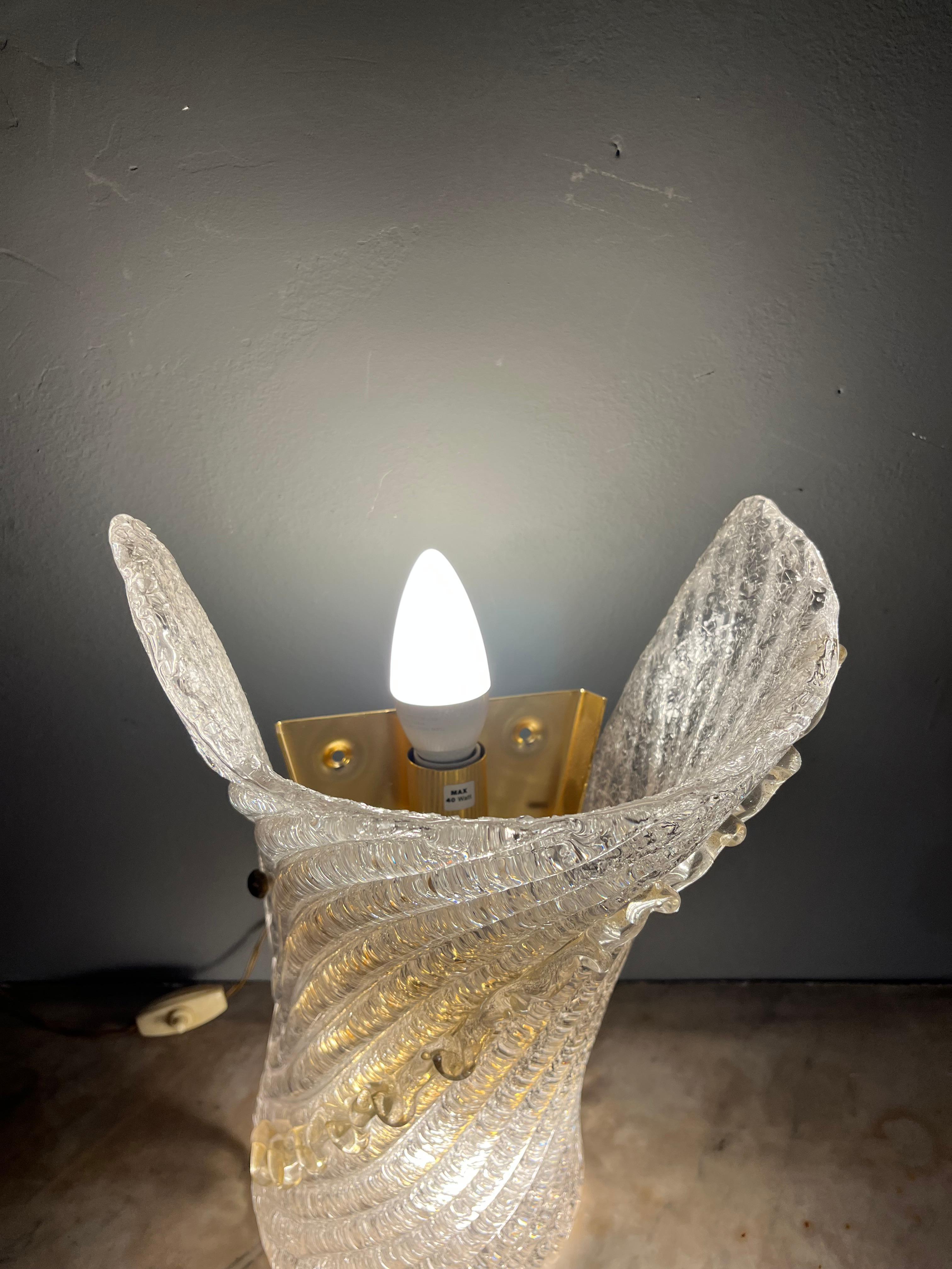 Late 20th Century Murano glass wall lamp by Barovier and Toso from the 70s For Sale