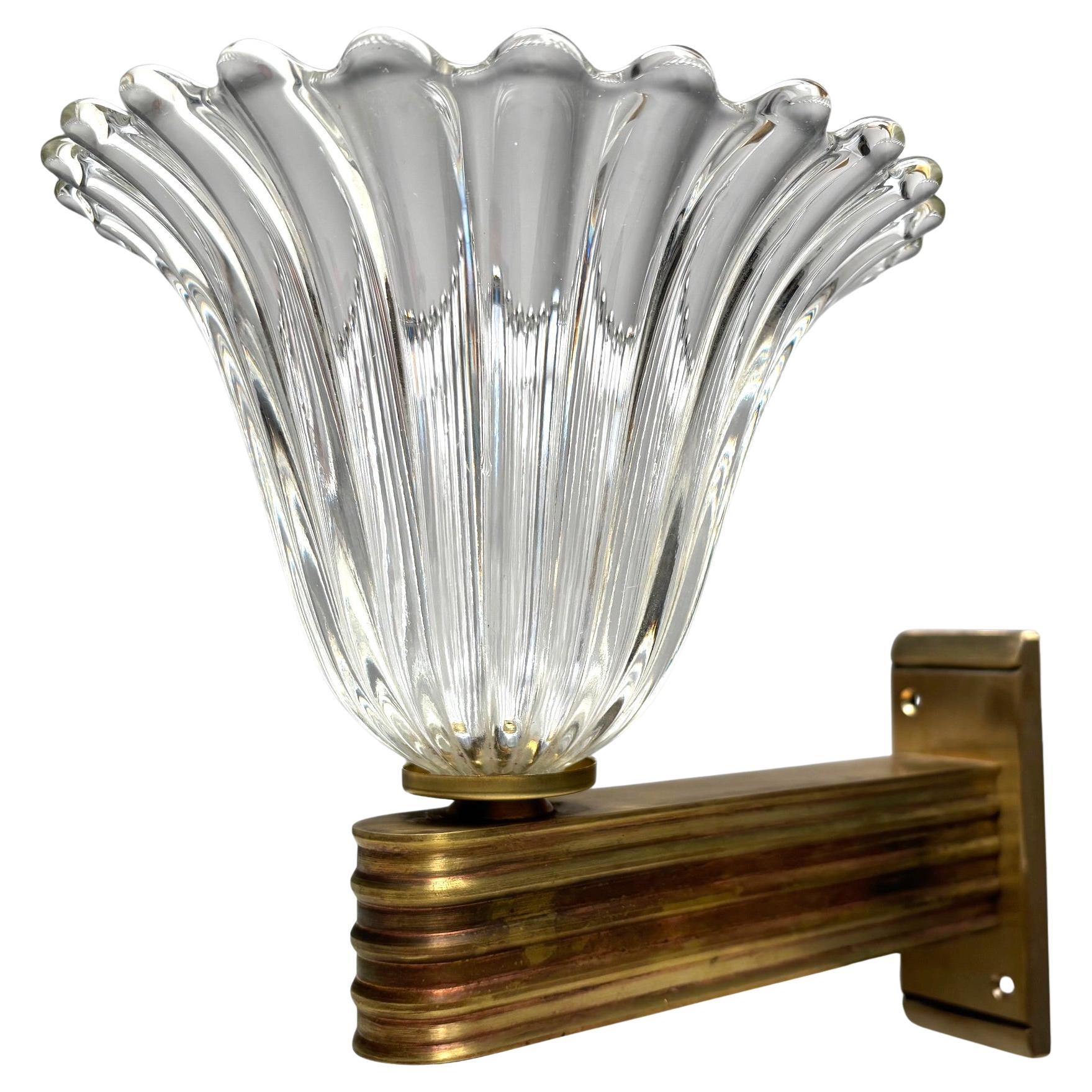 Murano glass wall lamp by Ercole Barovier, Italy, 1940s