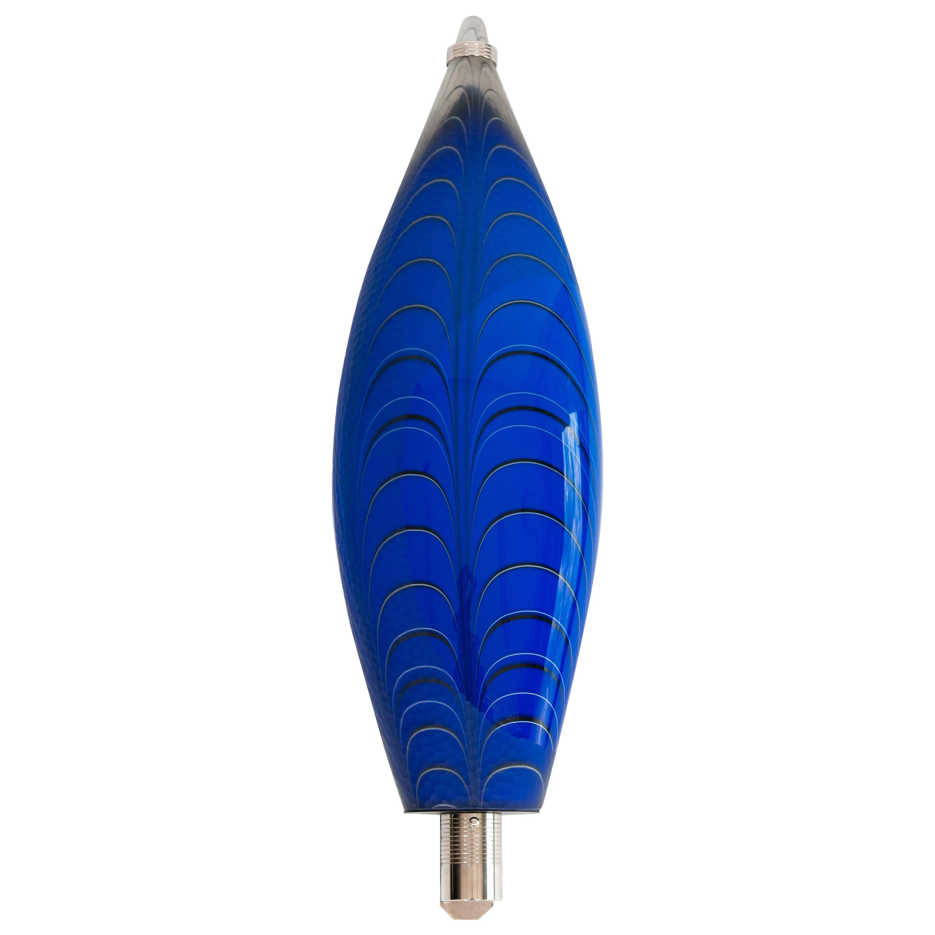Lampada da parete in vetro di Murano a forma di pesce Colore blu intagliato a mano Italia contemporanea