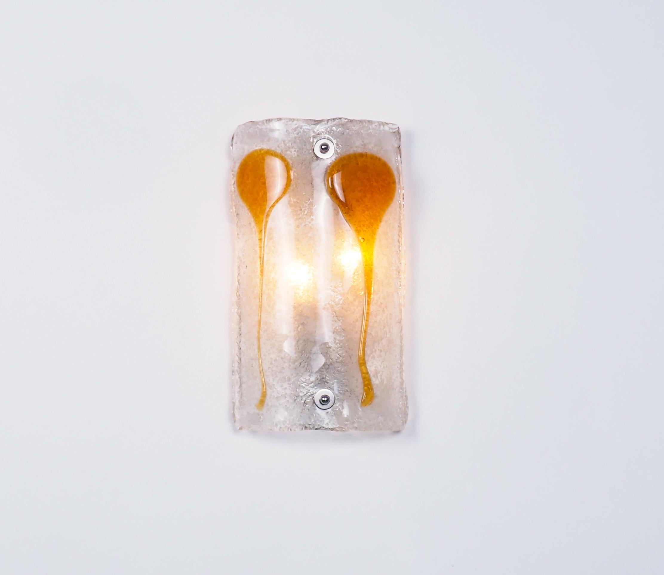Mid-Century Modern Murano Glass Wall Lamps from Mazzega Italy, 1960s For Sale