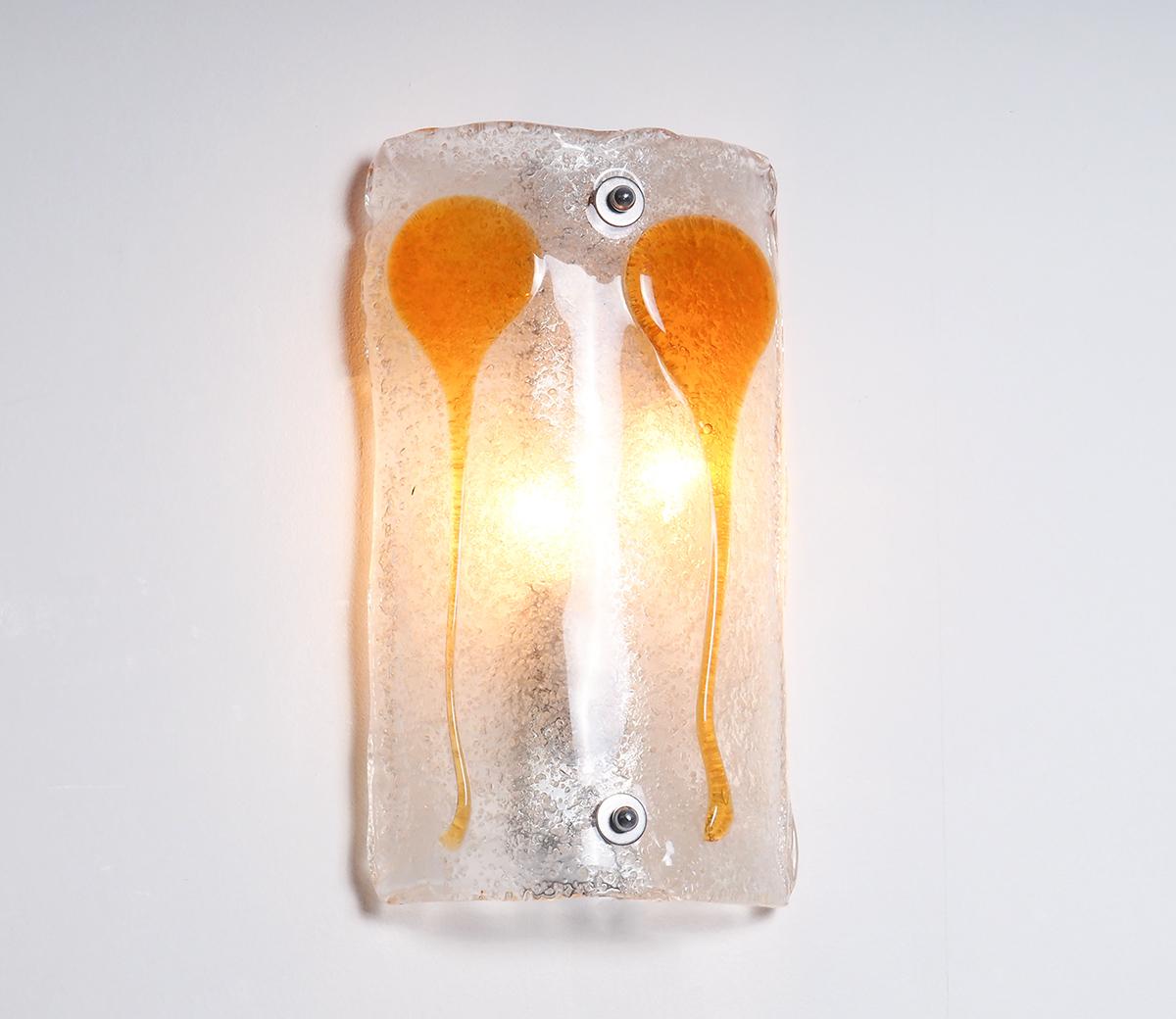 Mid-20th Century Murano Glass Wall Lamps from Mazzega Italy, 1960s For Sale