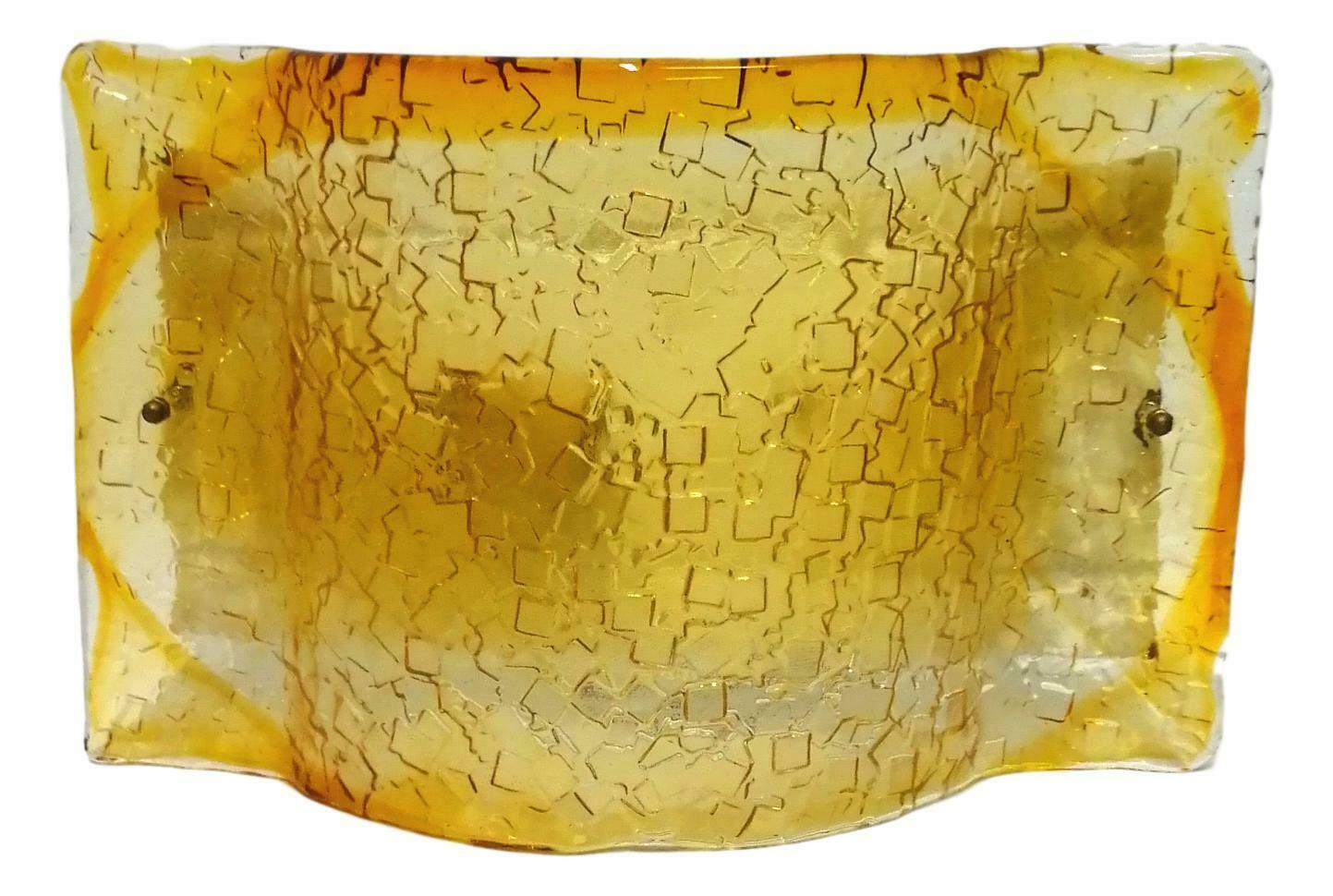 Metal Murano Glass Wall Light in Squares, in the Style of Mazzega, 1970s