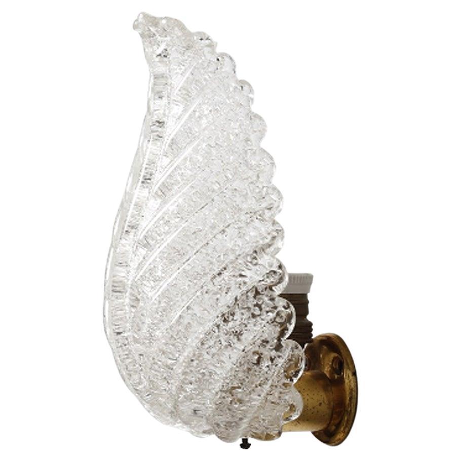 Mid-Century Modern Murano Glass Wall Light / Sconce by Barovier and Toso, Italy 1950 For Sale