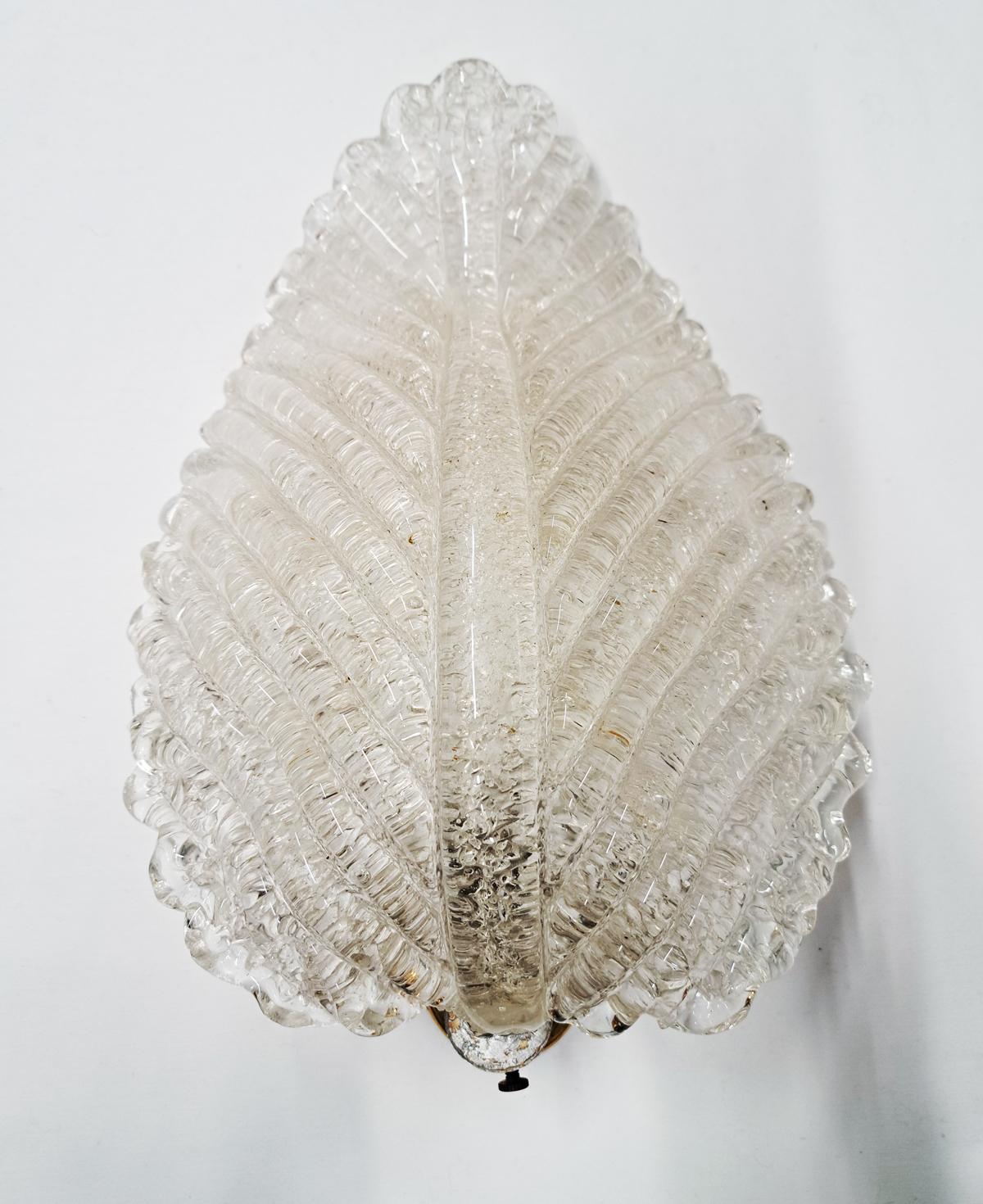 20th Century Murano Glass Wall Light / Sconce by Barovier and Toso, Italy 1950 For Sale