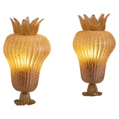 Vintage Murano Glass Wall Lights by Venini, Italy 1970s