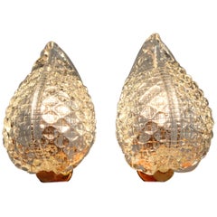 Murano Glass Wall Lights Ercole Barovier Rugiadoso Shell Sconces, 1950s