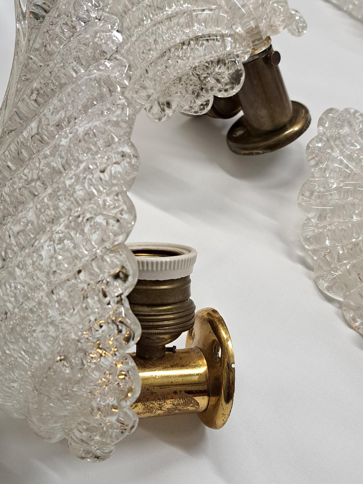 Murano Glas Wandleuchten / Wandleuchter von Barovier und Toso, Italien 1960 (Italienisch) im Angebot