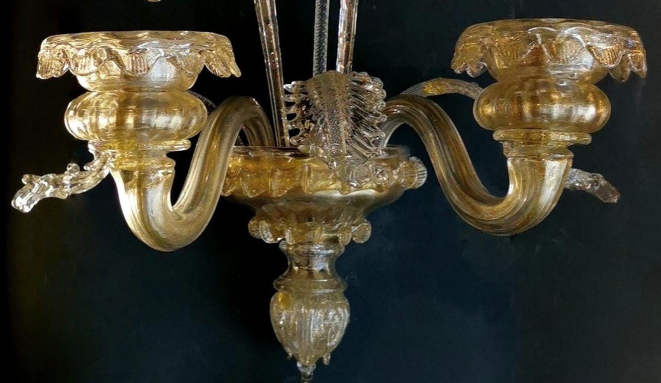 Murano Glass Wall Sconce Italian Art Nouveau Style Blown Glass and Gold In Good Condition For Sale In Prato, Tuscany