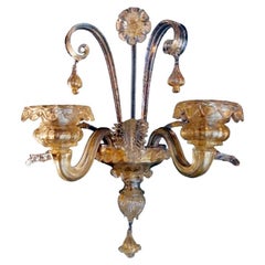 Murano Glass Wall Sconce Italian Art Nouveau Style Blown Glass and Gold