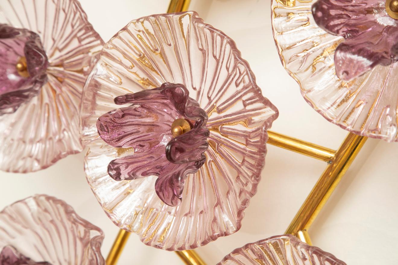 Organic Modern Murano Glass Wall Sconce or Flush Mount Chandelier, in stock For Sale