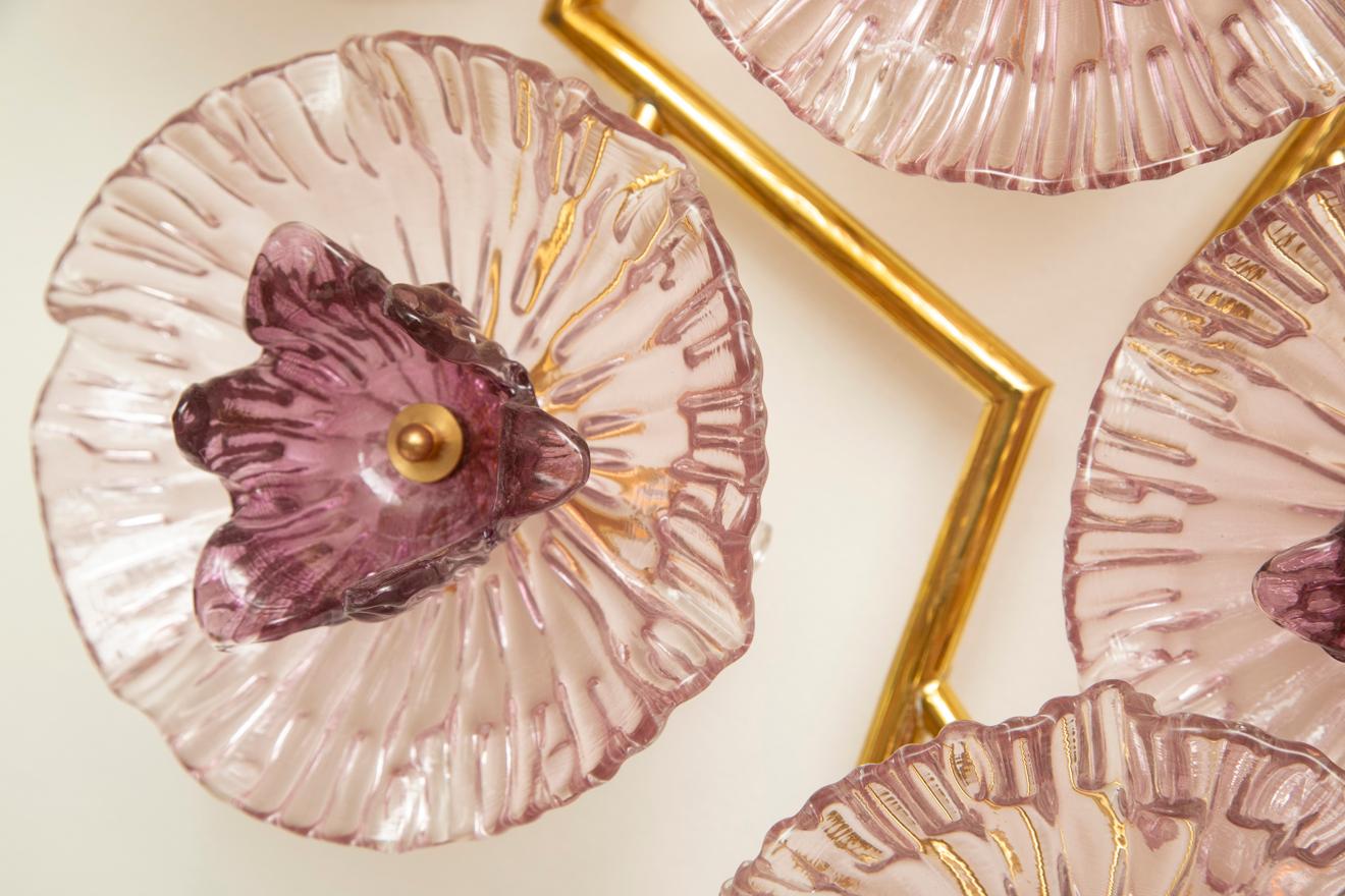 Italian Murano Glass Wall Sconce or Flush Mount Chandelier, in stock For Sale
