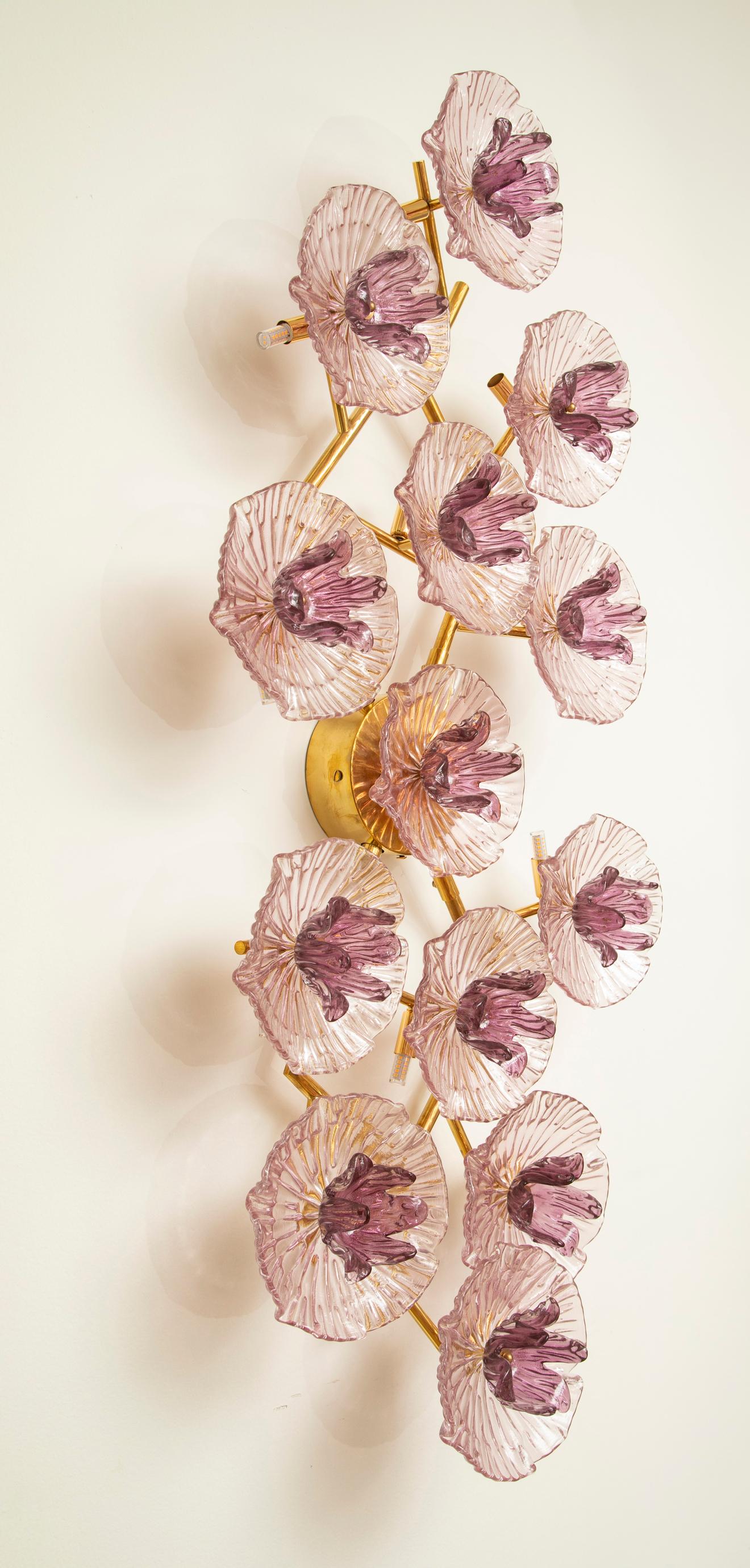 Murano Glass Wall Sconce or Flush Mount Chandelier, in stock In New Condition For Sale In Miami, FL