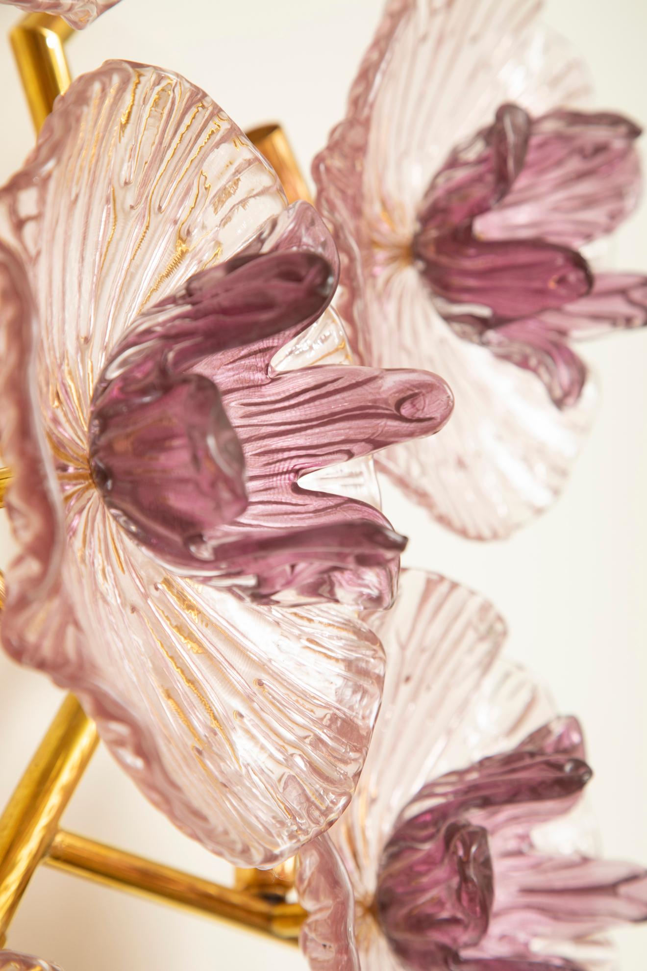 Contemporary Murano Glass Wall Sconce or Flush Mount Chandelier, in stock For Sale