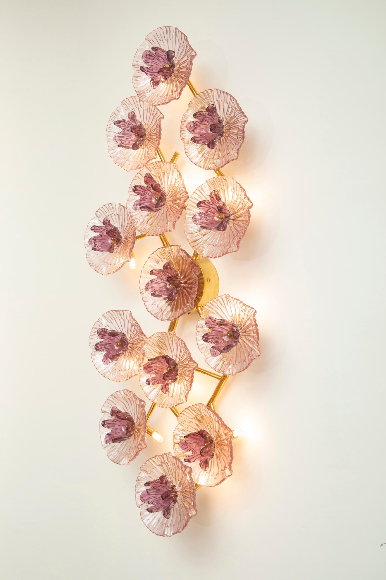 Murano Glass Wall Sconce or Flush Mount Chandelier, in stock For Sale 1