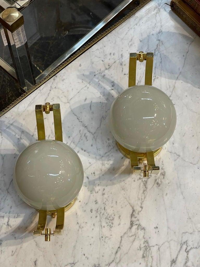 Brass Murano Glass Wall Sconces For Sale