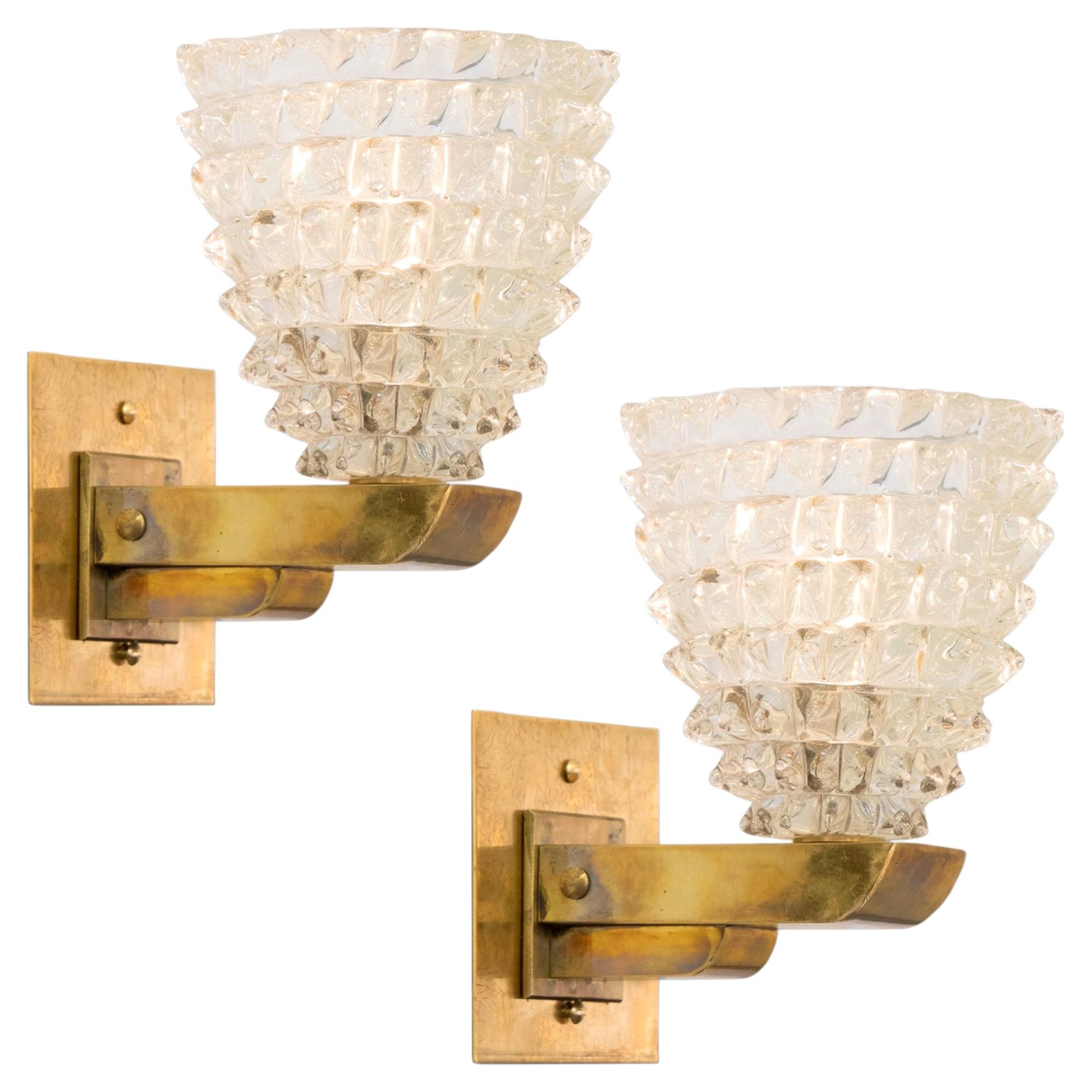 Applique in vetro di Murano in ottone, stile Barovier&Toso, Italia, Nuovo